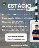 A Câmara Municipal de Miracatu está com 1 vaga de estágio para Ciências Contábeis!