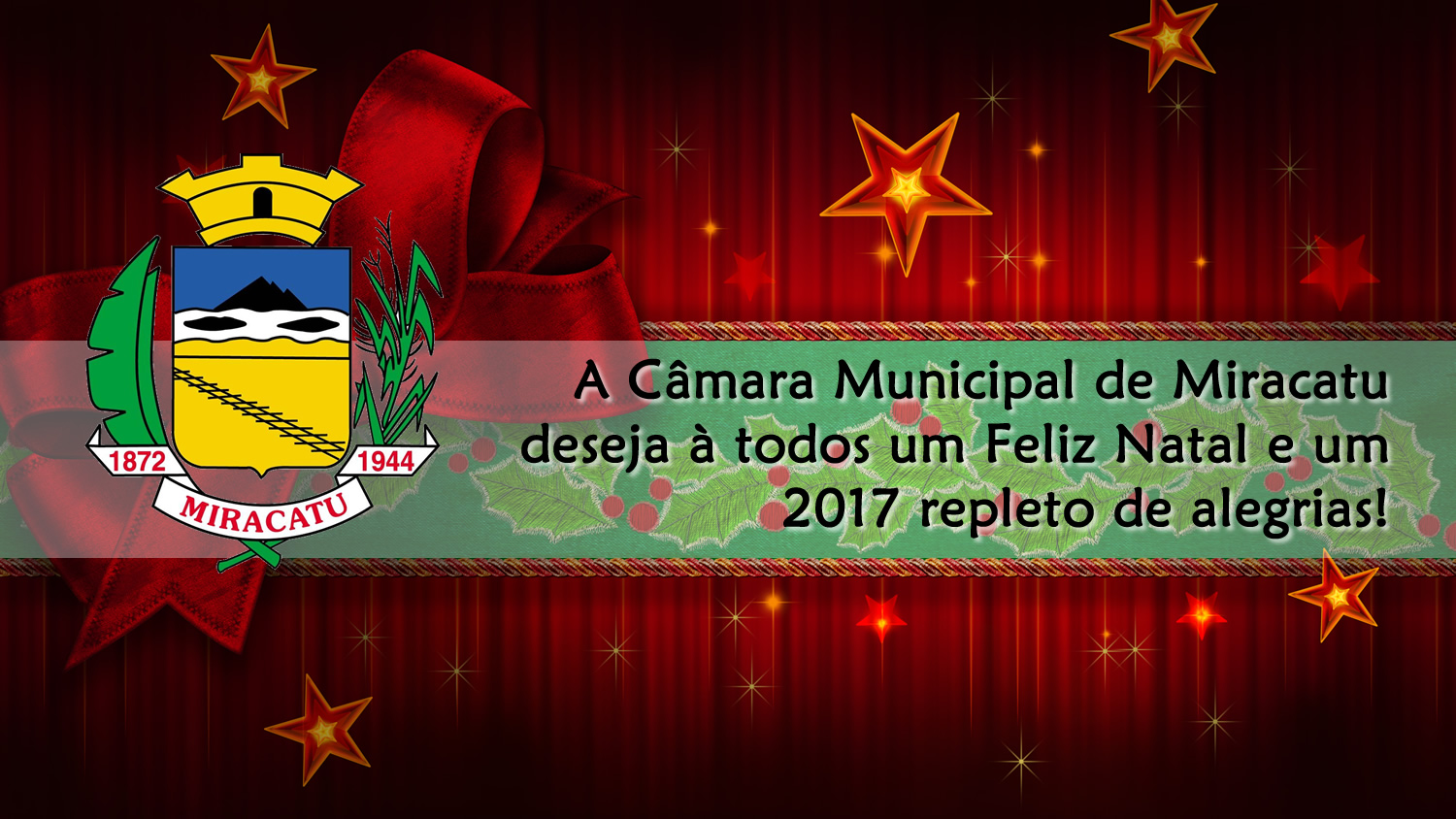 A Câmara Municipal de Miracatu informa sobre recesso e deseja à todos Boas Festas!