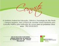 Câmara Municipal de Miracatu receberá Consulta Pública do Instituto Federal de Educação