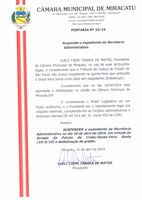 Comunicado da Câmara Municipal de Miracatu Portaria 10/2019 