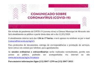 Comunicado da Câmara Municipal de Miracatu 