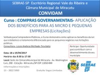 Curso sobre Compras Governamentais e Licitações do SEBRAE será realizado na Câmara Municipal de Miracatu