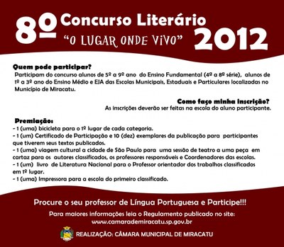 8º Concurso Literário - O lugar onde vivo - Regulamento imagem